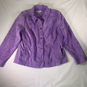 Christopher & Banks Corduroy Floral Jacket Women's Large Purple